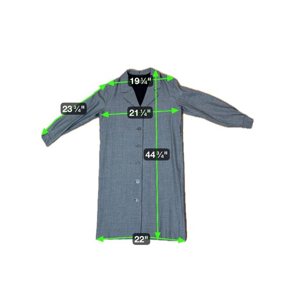 Custom Tailored By Harlan Houndstooth Duster Sz 14 Medusa Buttons Classic Preppy - Picture 8 of 8